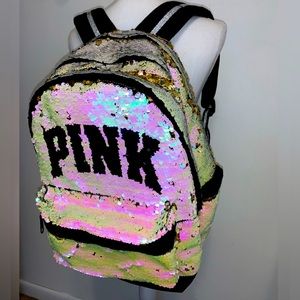 Victoria’s Secret PINK iridescent/gold sequins backpack